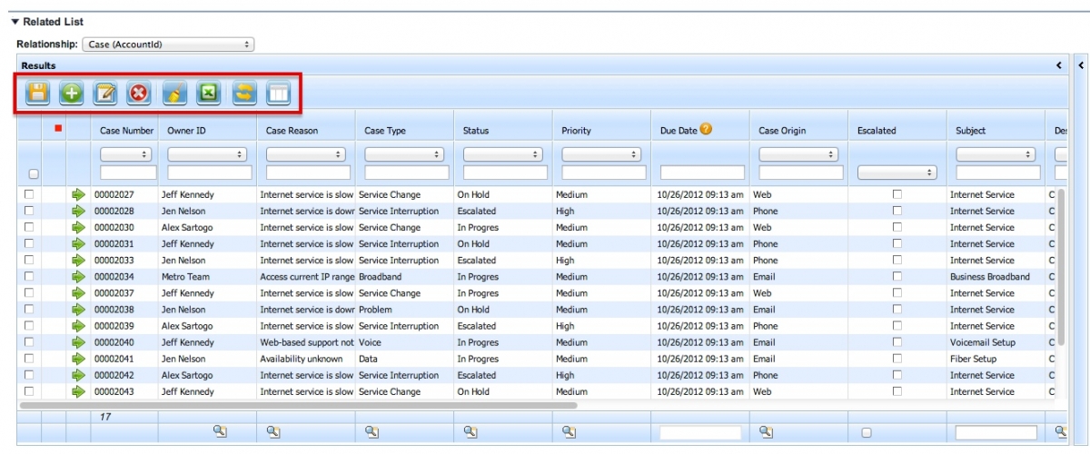 Related lists buttons and links