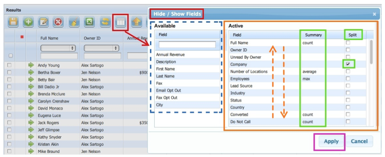 Configero Grid results Panel Customizations
