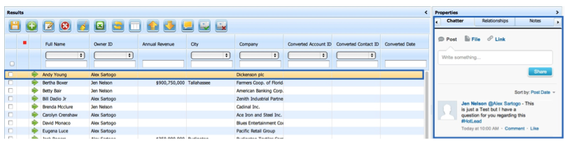 Configero Grid Chatter Tab