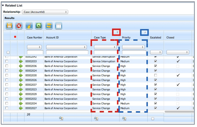 Salesforce related lists multi column sorting